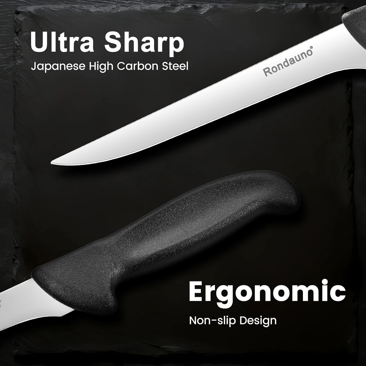 Boning Knife, Deboning Knife 6inch Razor Sharp Semi-Stiff Blade for Meat Cutting