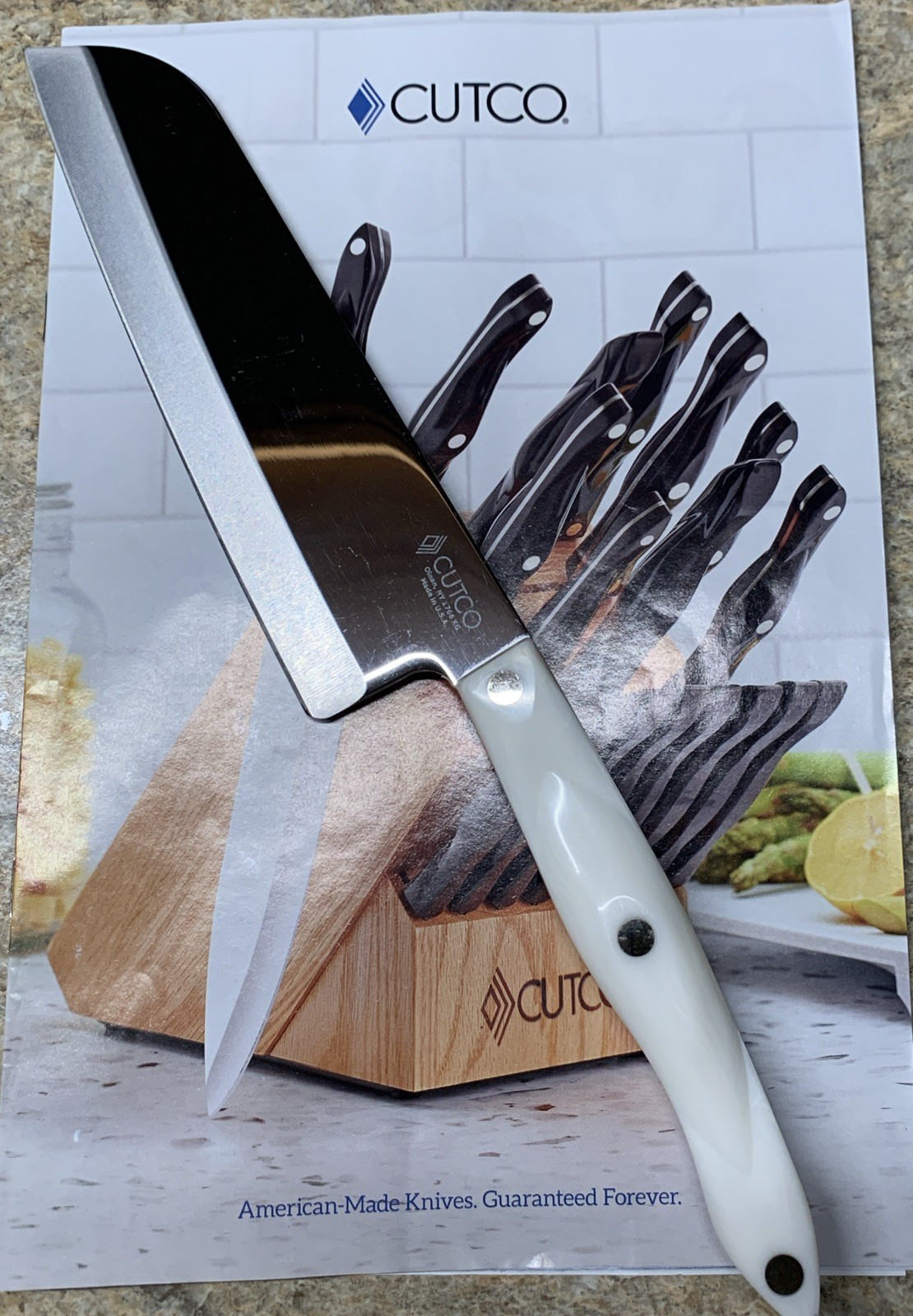 Cutco #1766 Santoku Chef Knife 7” Pearl White Sharp! New In Pkg