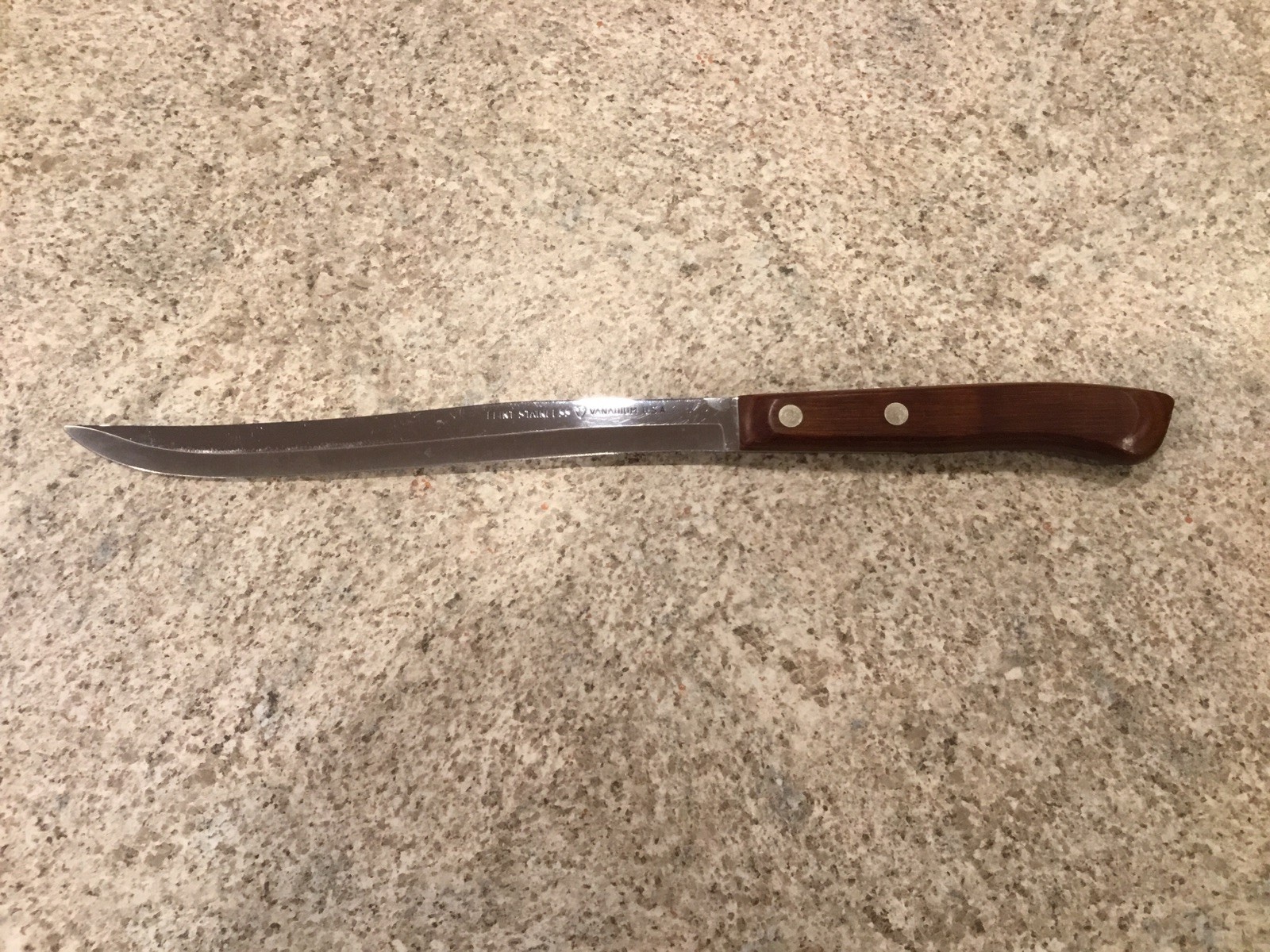 VINTAGE‼️FLINT ARROWHEAD‼️STAINLESS VANADIUM‼️CARVING KNIFE‼️USA WOOD HANDLE