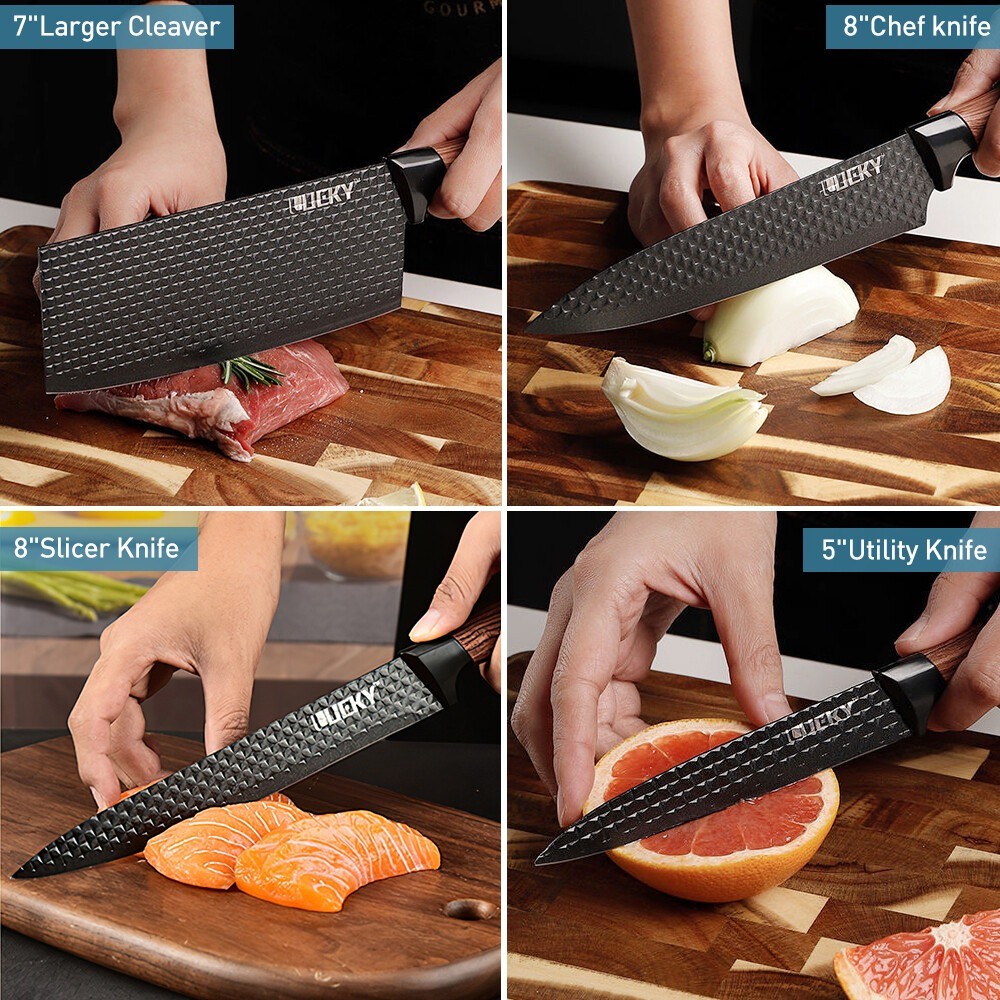 Stainless Steel Kitchen Knife Set Japanese Damascus Pattern Cleaver Chef Knives