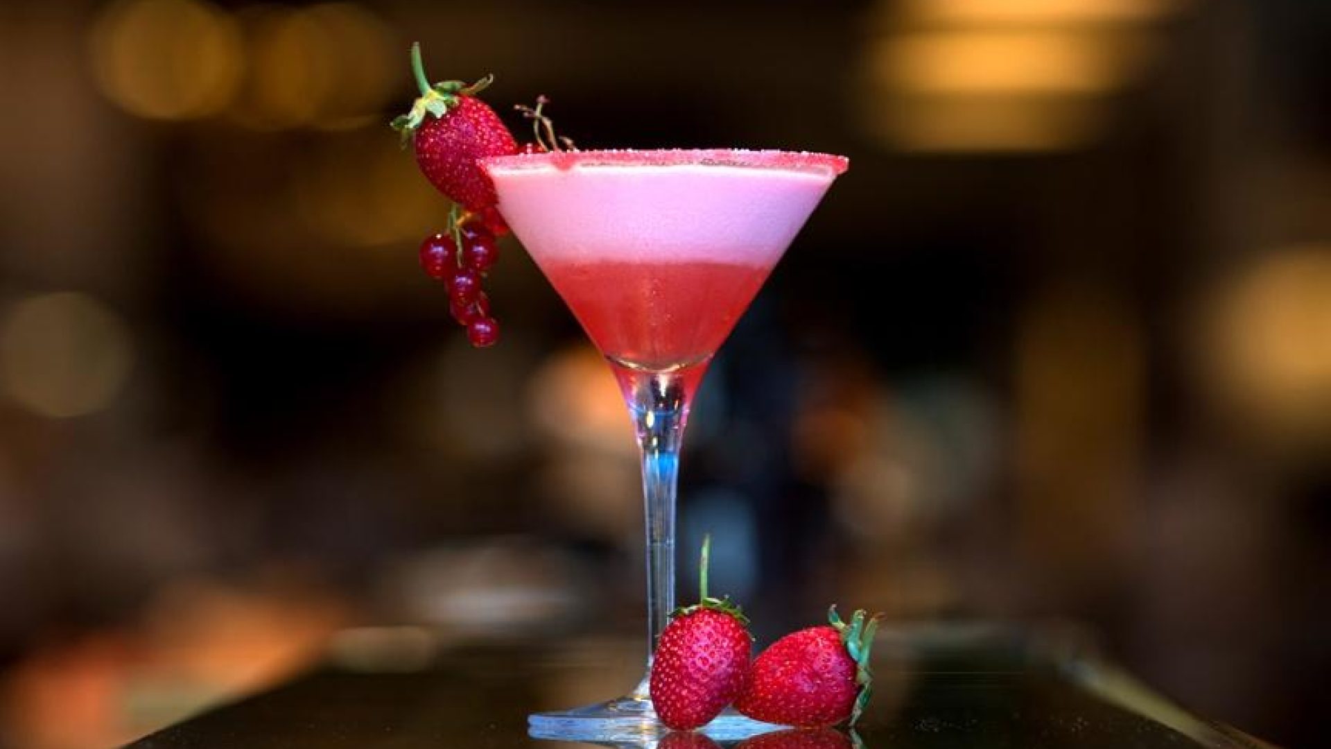 fruit cocktail with fresh strawberry